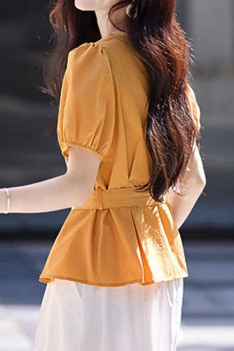 Fashion V-neck short-sleeve shirt - liwisi
