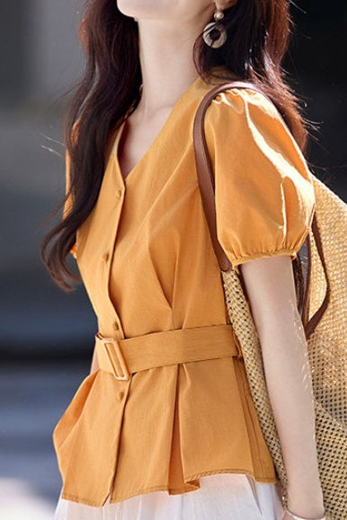 Fashion V-neck short-sleeve shirt - liwisi