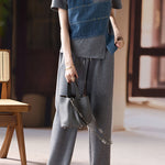 Casual denim spliced suit - liwisi