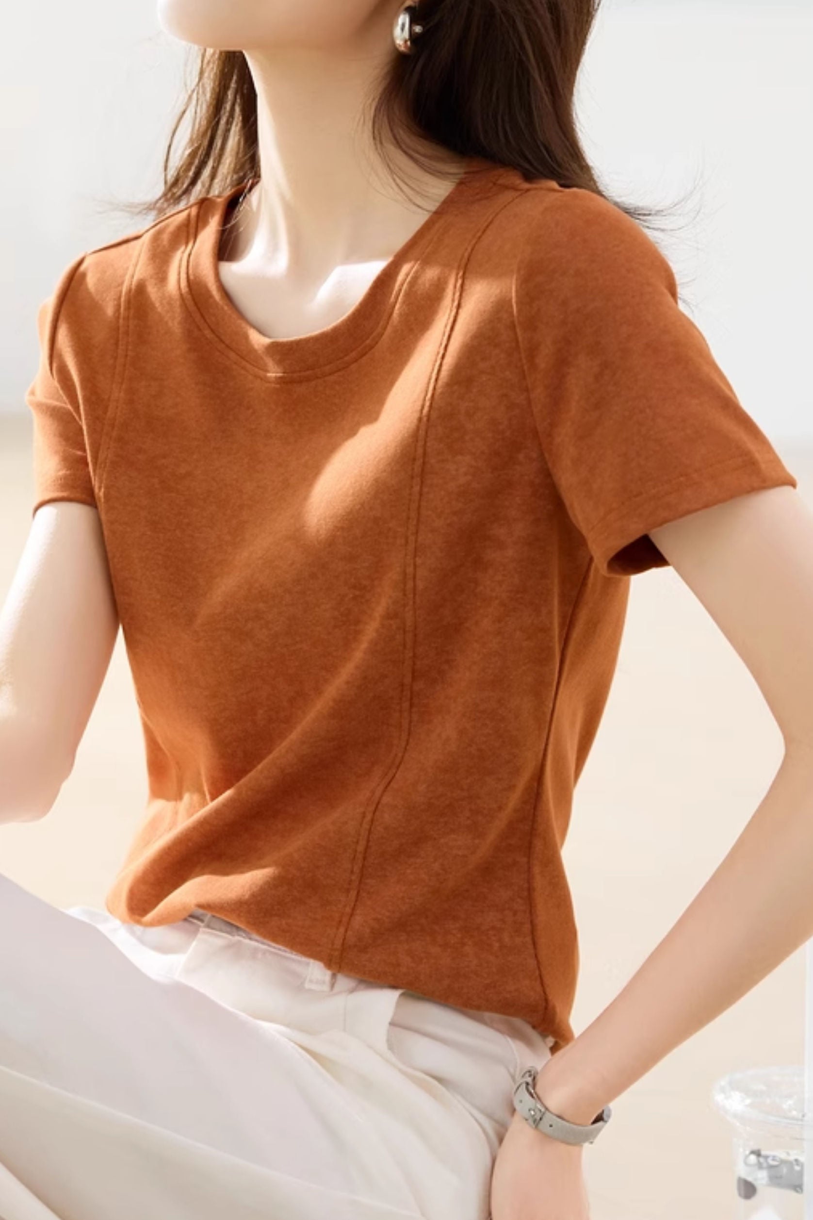 Simple and fashionable tie-dye crewneck T-shirt - liwisi