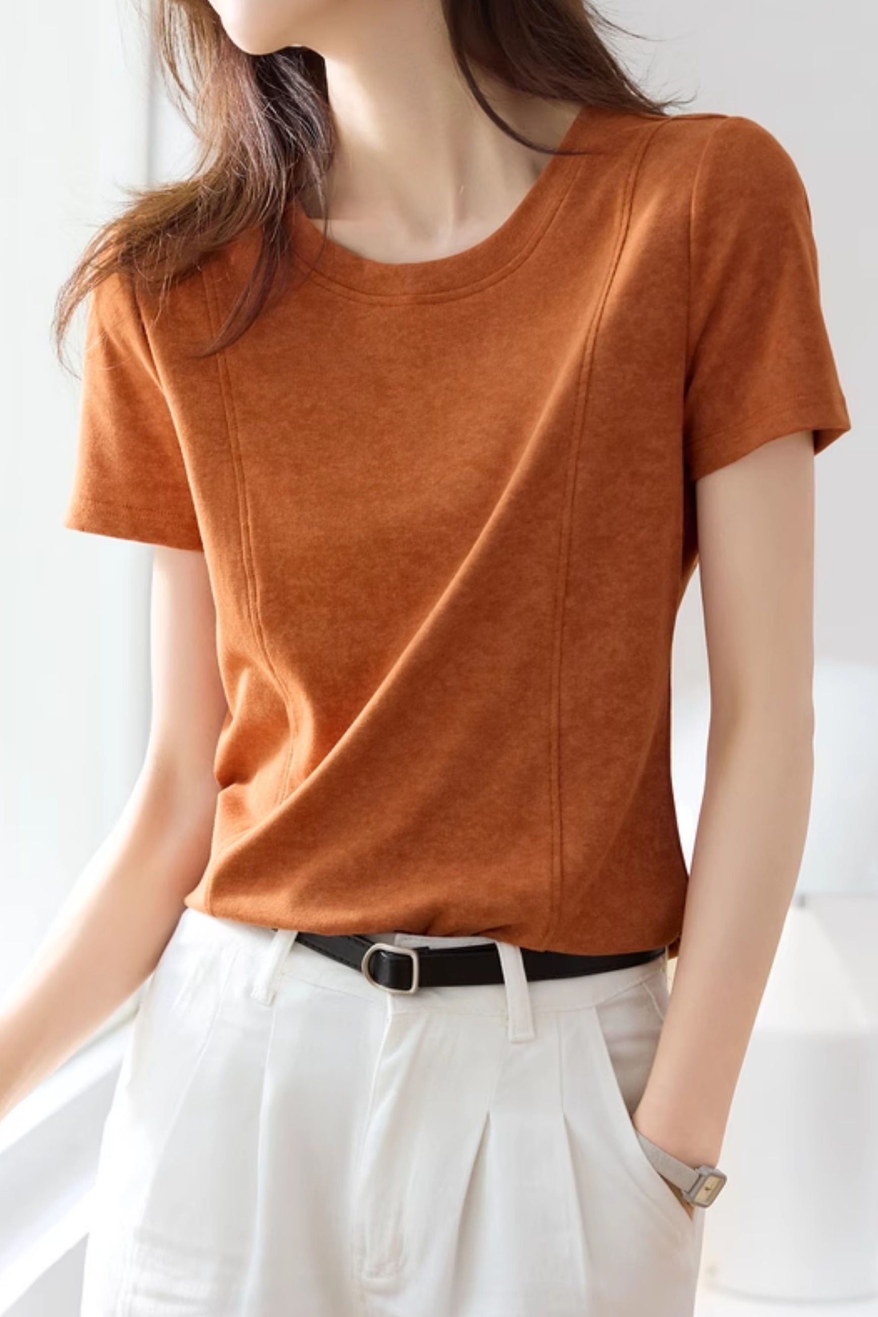 Simple and fashionable tie-dye crewneck T-shirt - liwisi