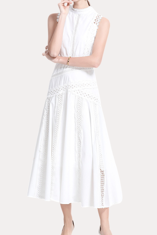 Exquisite Elegant Lace Spliced Sleeveless Camisole Dress - liwisi
