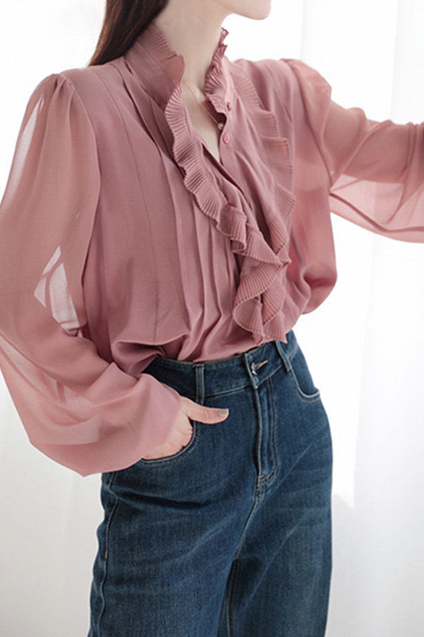 Fashion Elegant Ruffled Women's Blouse - liwisi