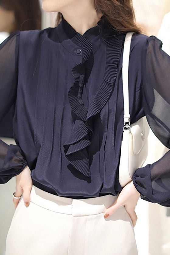 Fashion Elegant Ruffled Women's Blouse - liwisi
