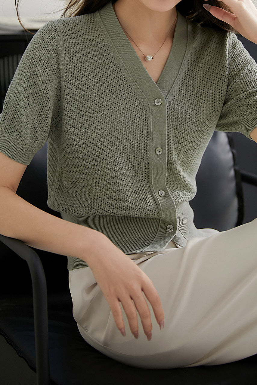 V-neck Short-sleeve Knitwear - liwisi