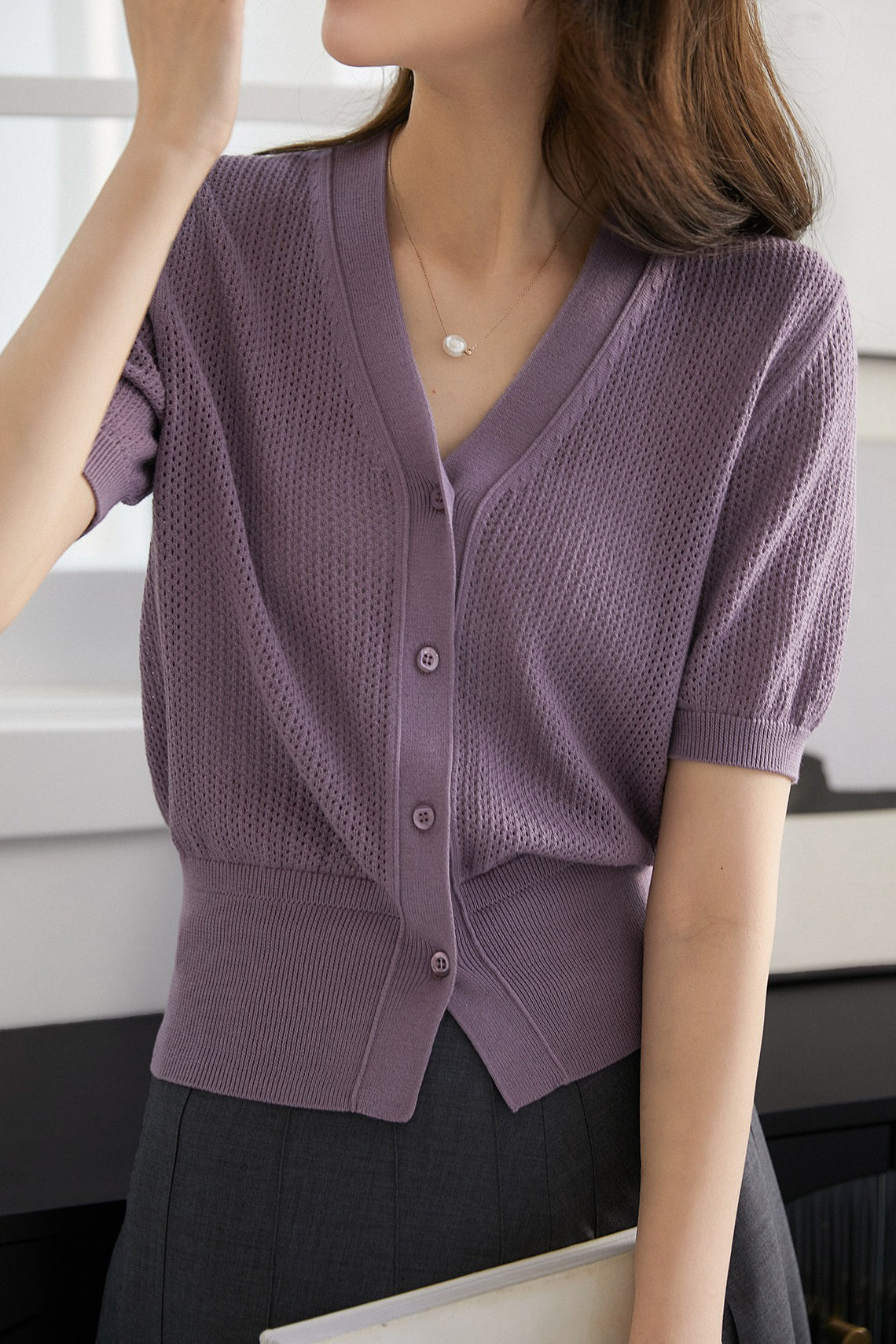 V-neck Short-sleeve Knitwear - liwisi