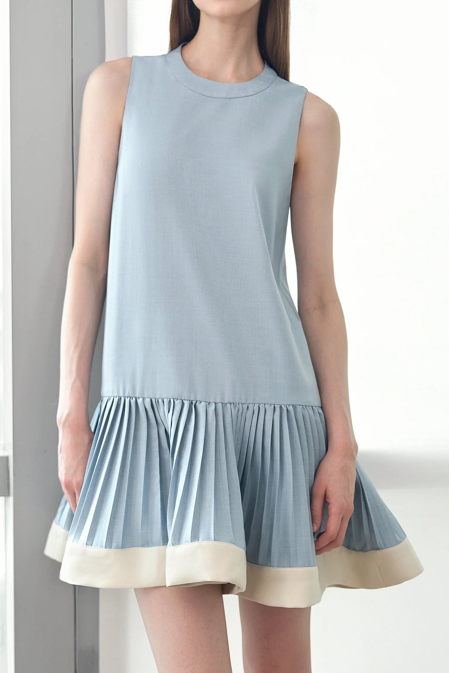 Casual Two-tone Spliced Sleeveless Dress - liwisi