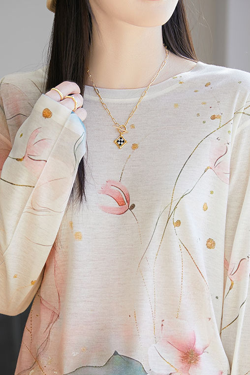 Fashion Casual Printed Round Neck Long-sleeve T-shirt - liwisi