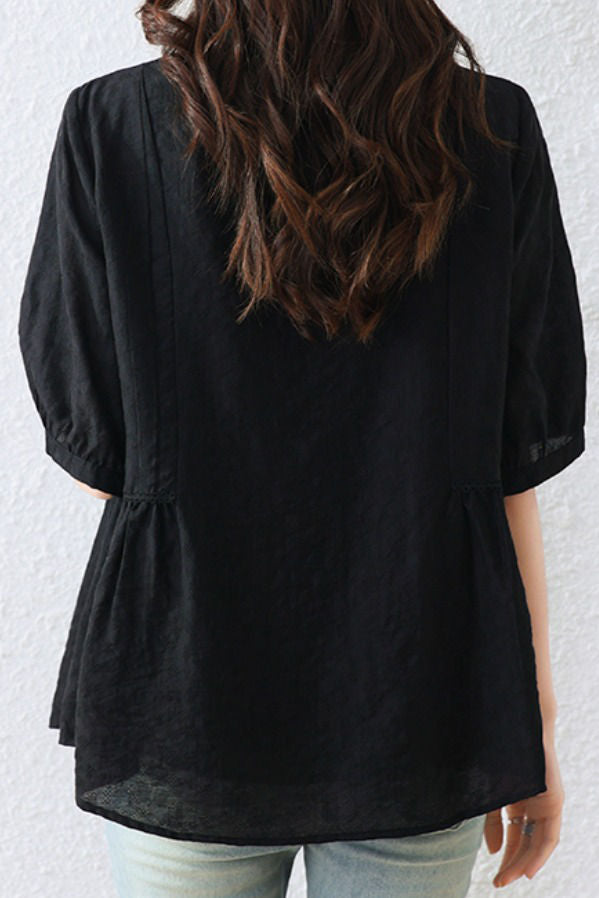 Fashion V-neck Textured Shirt - liwisi