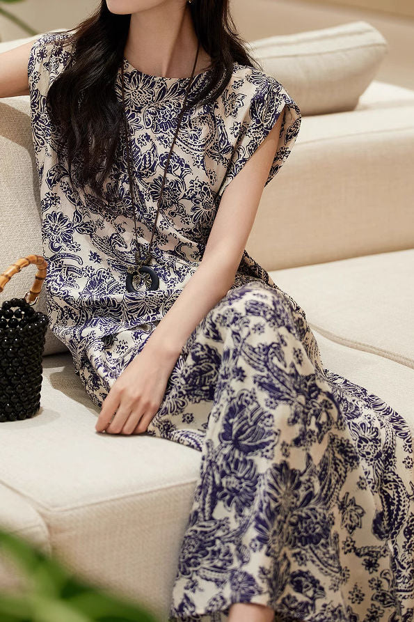 Elegant Vintage Printed Dress - liwisi