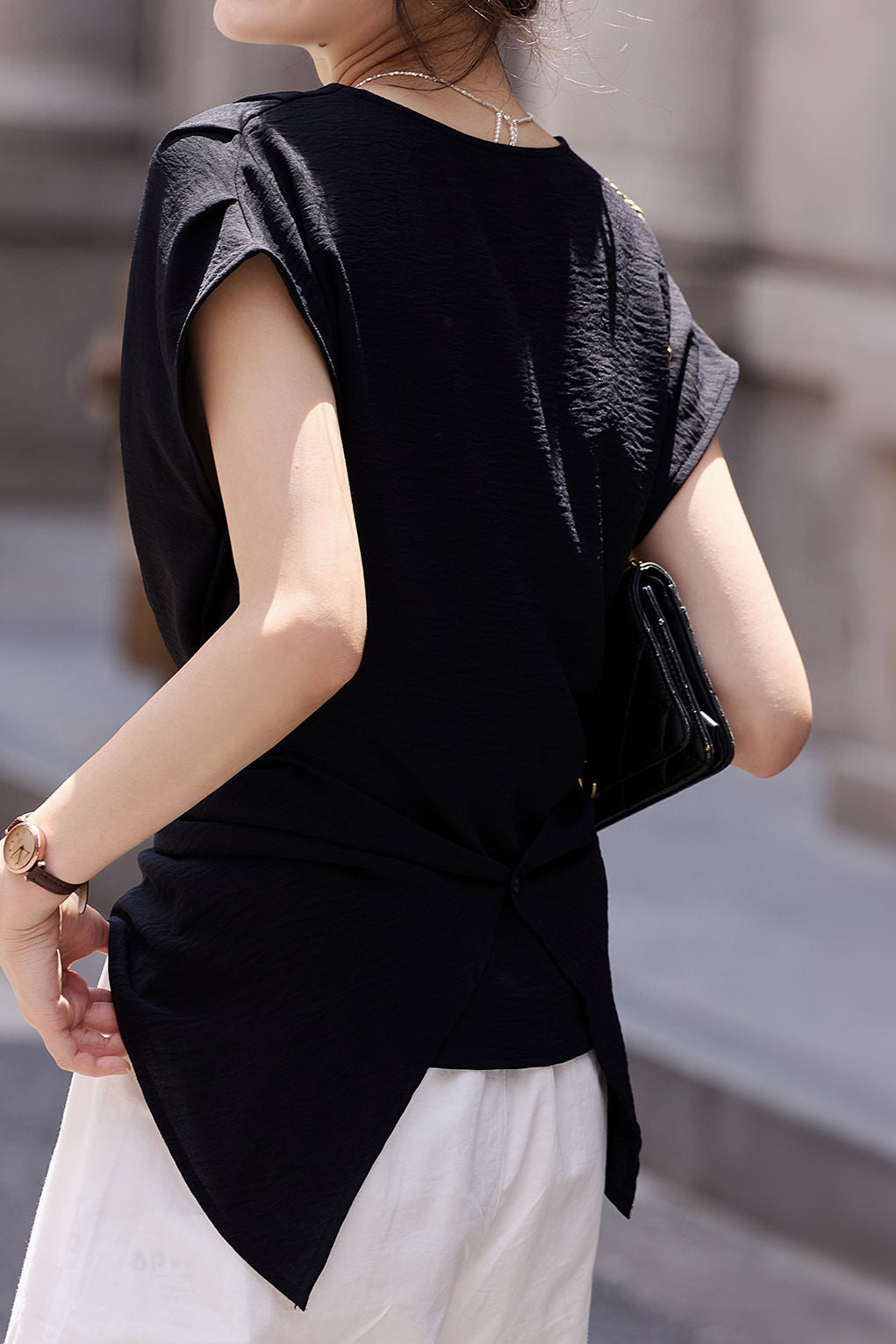 Fashion Batwing Sleeve Waist-cinched Shirt - liwisi