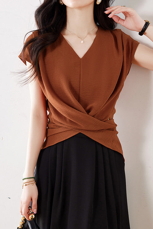 Fashion Batwing Sleeve Waist-cinched Shirt - liwisi