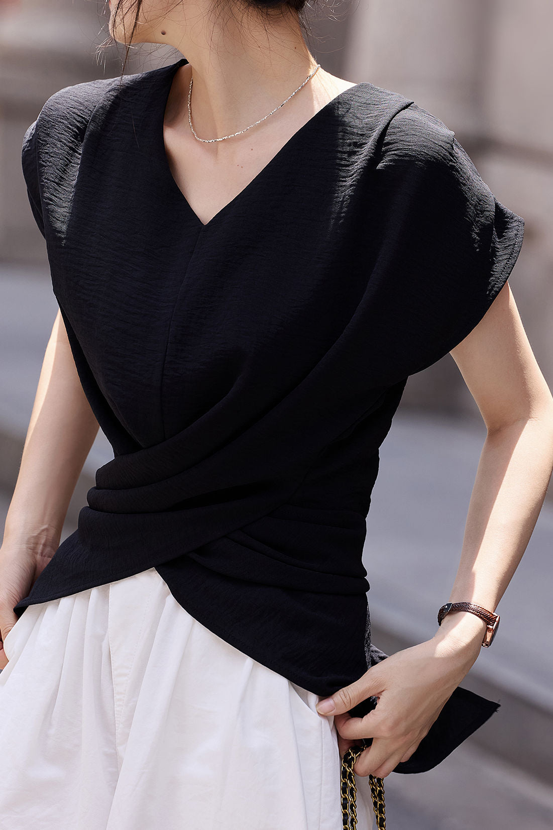 Fashion Batwing Sleeve Waist-cinched Shirt - liwisi