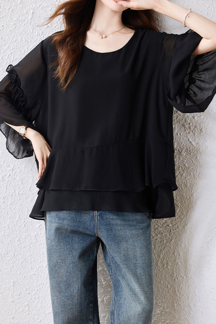 Fashion Casual Flared Sleeve Shirt - liwisi