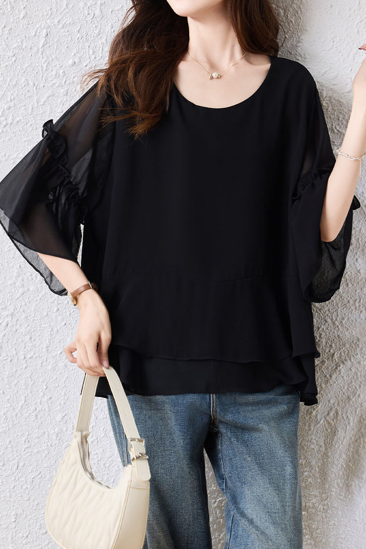 Fashion Casual Flared Sleeve Shirt - liwisi