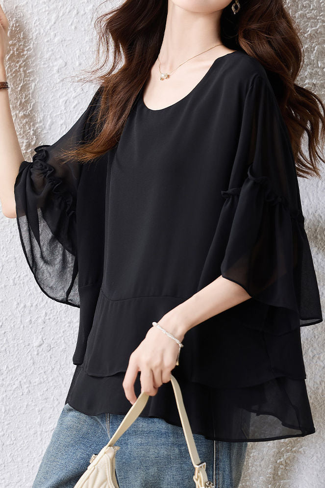 Fashion Casual Flared Sleeve Shirt - liwisi