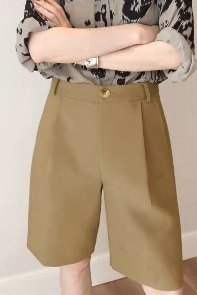 Workwear High-waist Straight Wide-leg Capri Pants - liwisi
