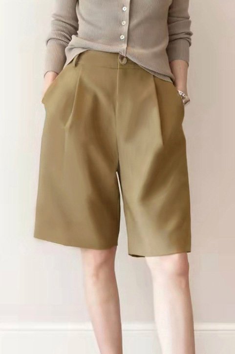 Workwear High-waist Straight Wide-leg Capri Pants - liwisi