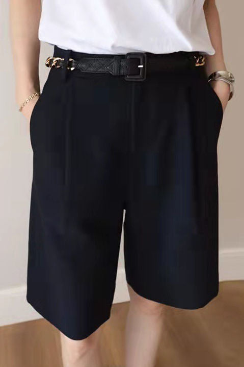 Workwear High-waist Straight Wide-leg Capri Pants - liwisi