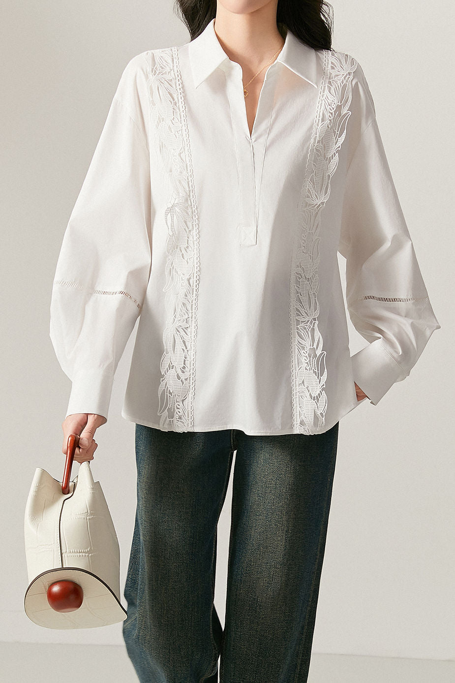 Classic Elegant Lace Trim Shirt - liwisi