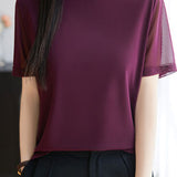 Fashionable Casual Crew Neck Mesh T-shirt - liwisi