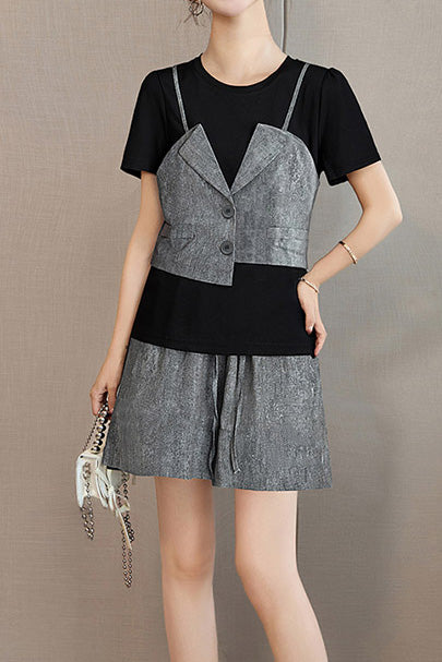 Fashionable Casual Fake Two-Piece Set - liwisi