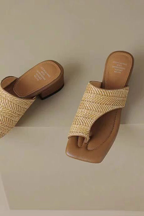 Stylish Vacation-style Block Heel Sandals - liwisi