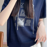 Fashionable Versatile Hooded Short-sleeve Knit Top - liwisi