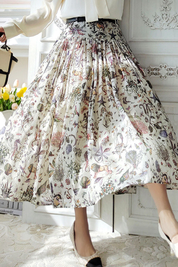 French Printed Long Skirt - liwisi