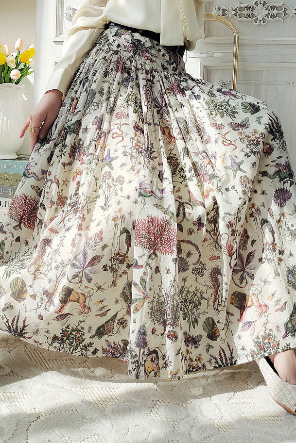 French Printed Long Skirt - liwisi