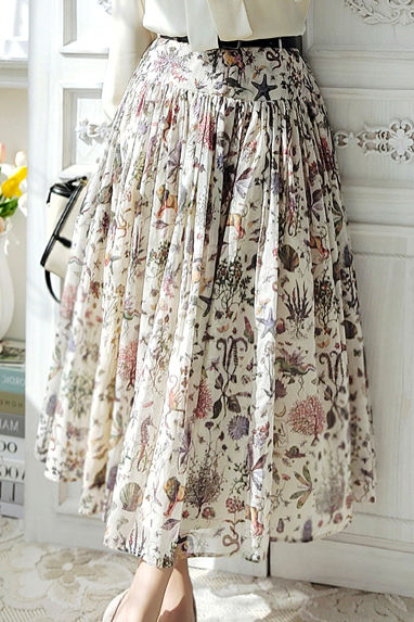 French Printed Long Skirt - liwisi