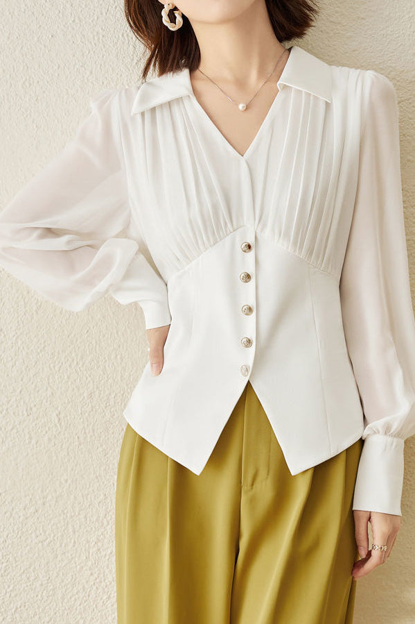 Fashion Pleated Waist Shirt - liwisi