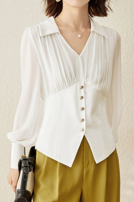 Fashion Pleated Waist Shirt - liwisi