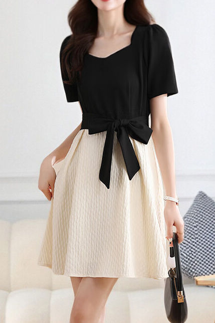 Elegant Color-Block Paneled Dress - liwisi