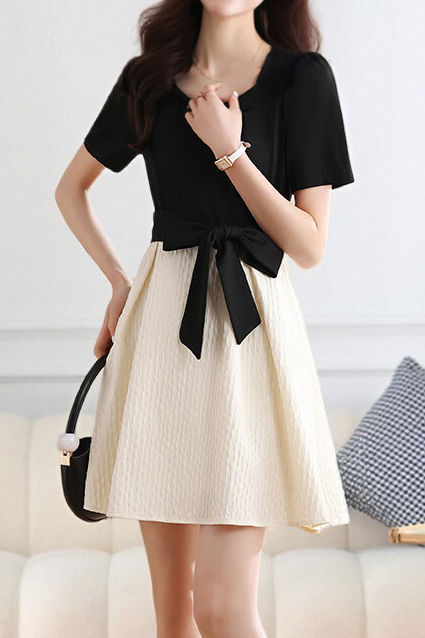 Elegant Color-Block Paneled Dress - liwisi