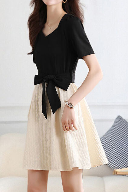 Elegant Color-Block Paneled Dress - liwisi