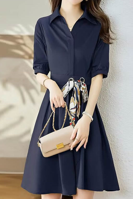 Stylish V-Neck Tie-Waist Dress - liwisi