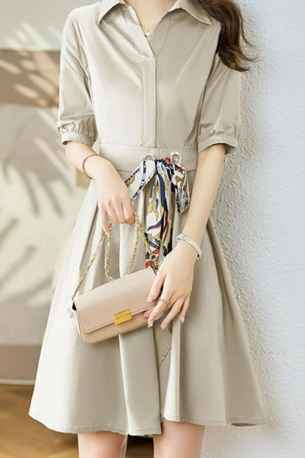 Stylish V-Neck Tie-Waist Dress - liwisi