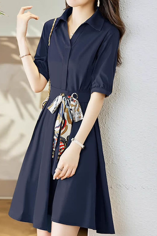 Stylish V-Neck Tie-Waist Dress - liwisi
