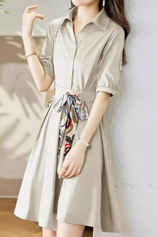 Stylish V-Neck Tie-Waist Dress - liwisi