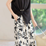 Stylish Short-Sleeve Printed Skirt Two-Piece Set - liwisi