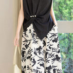 Stylish Short-Sleeve Printed Skirt Two-Piece Set - liwisi