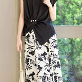 Stylish Short-Sleeve Printed Skirt Two-Piece Set - liwisi