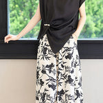 Stylish Short-Sleeve Printed Skirt Two-Piece Set - liwisi