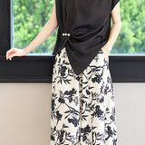 Stylish Short-Sleeve Printed Skirt Two-Piece Set - liwisi