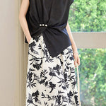 Stylish Short-Sleeve Printed Skirt Two-Piece Set - liwisi