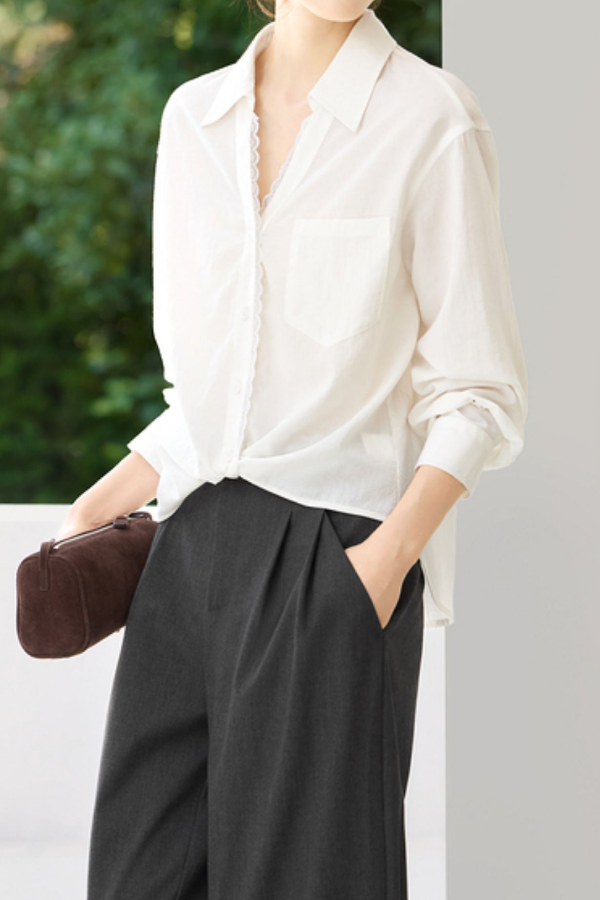 Early Autumn French-Style Lace-Trimmed Long-Sleeve Shirt - liwisi