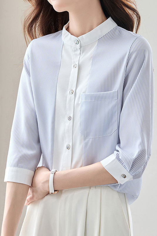 Stylish Striped Three-Quarter Sleeve Shirt - liwisi