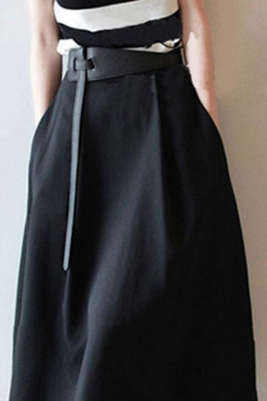 Elegant Office-Ready Striped Top & A-Line Skirt Set - liwisi