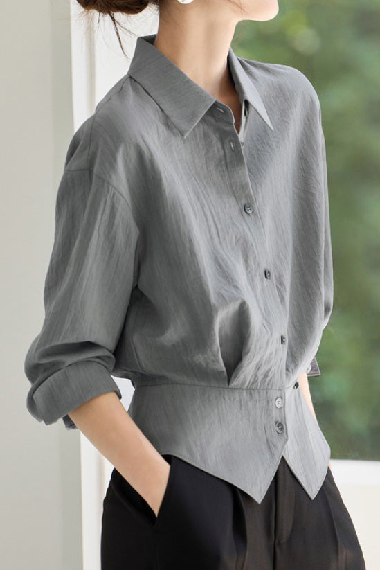 Early Autumn French-Temperament Fitted-Waist Long-Sleeve Shirt - liwisi